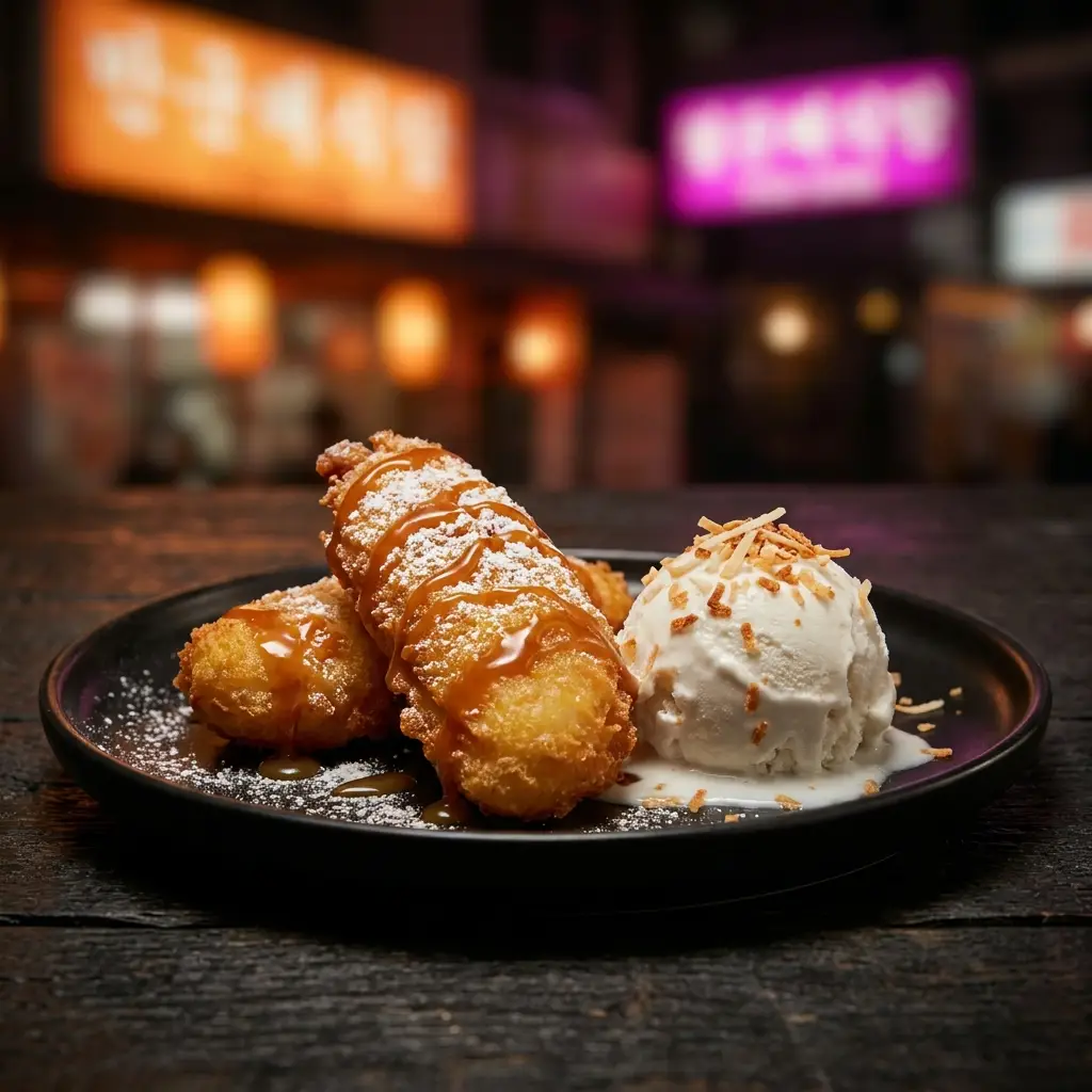 Banana fry avec boule de glace coco, Desserts My Khao Bordeaux
